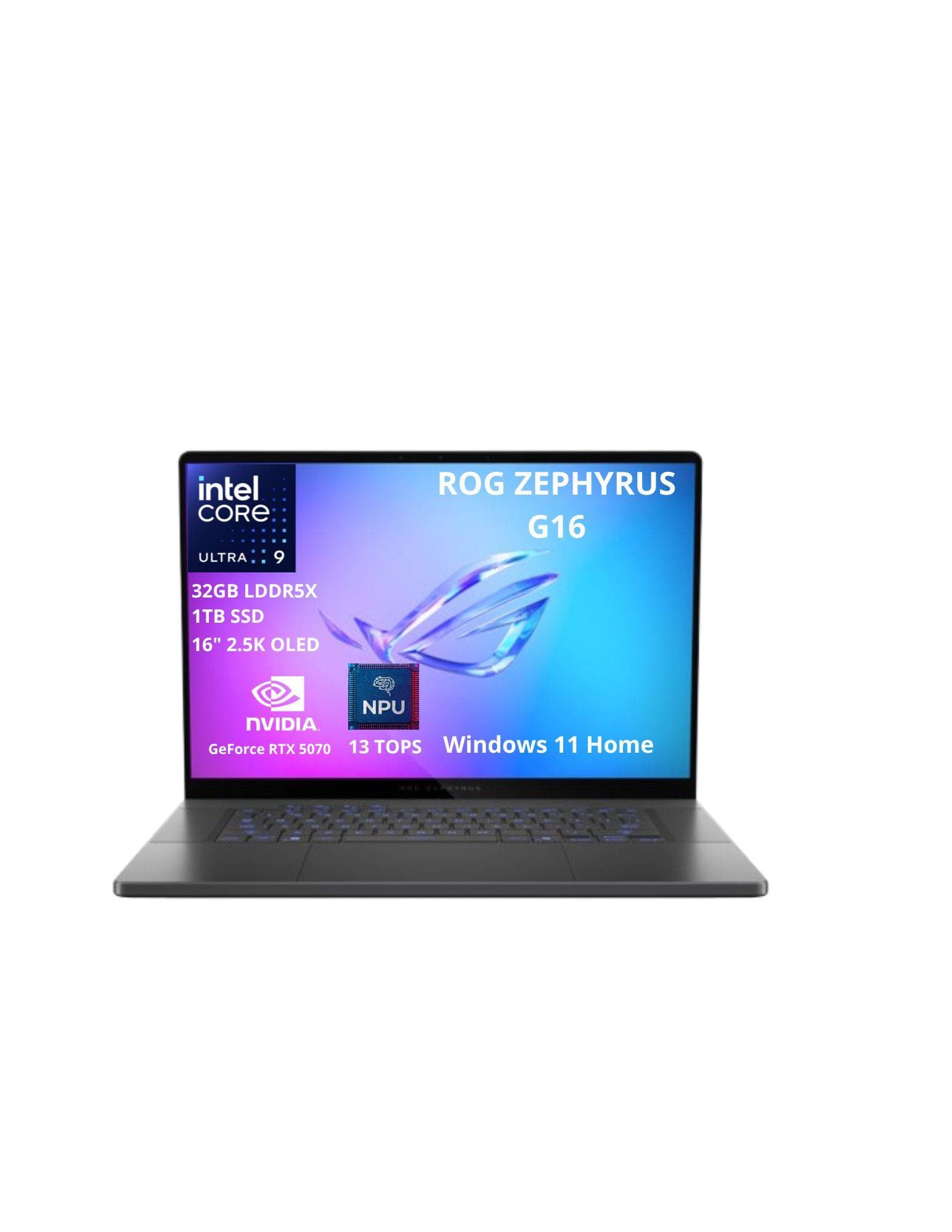 ASUS ROG ZEPHYRUS G16 Intel Core Ultra 9 Processor 285H / 32GB LPDDR5X / 1TB SSD / 16 pulgadas 2.5K Win 11 HOME