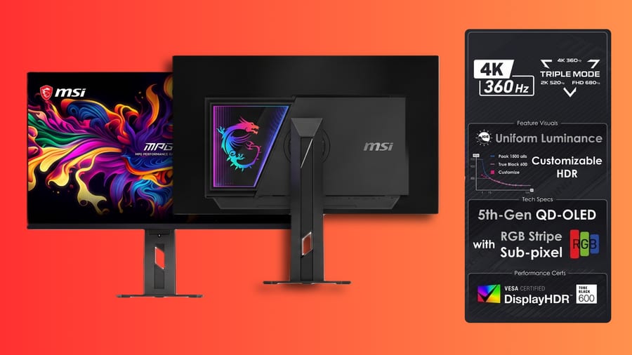 Monitor OLED 32" de MSI: 4K 360 Hz, 1440p 520 Hz y 1080p 680 Hz